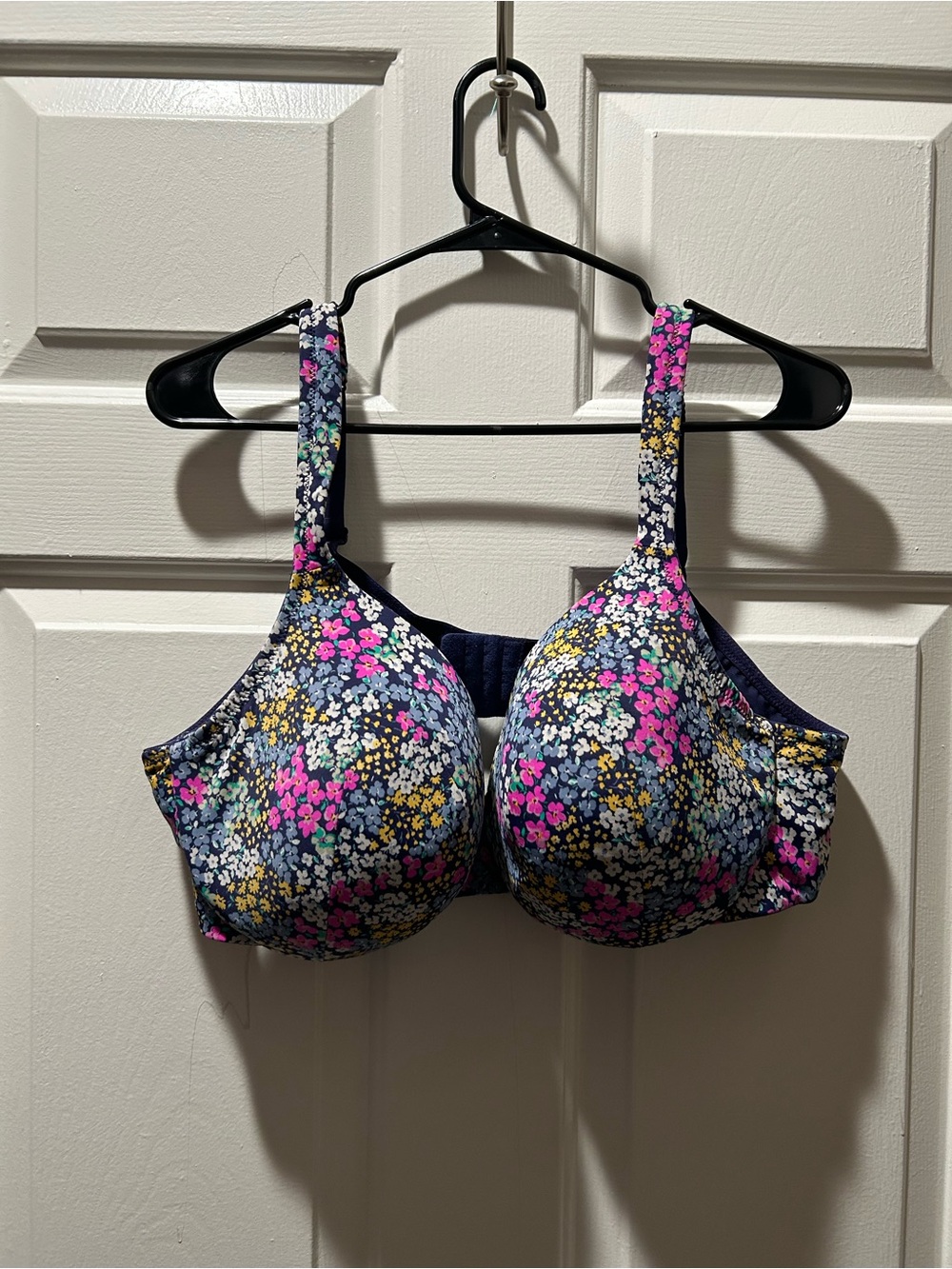Cacique Lightly Lined Full Coverage Underwire Bra in Navy Multicolor Floral